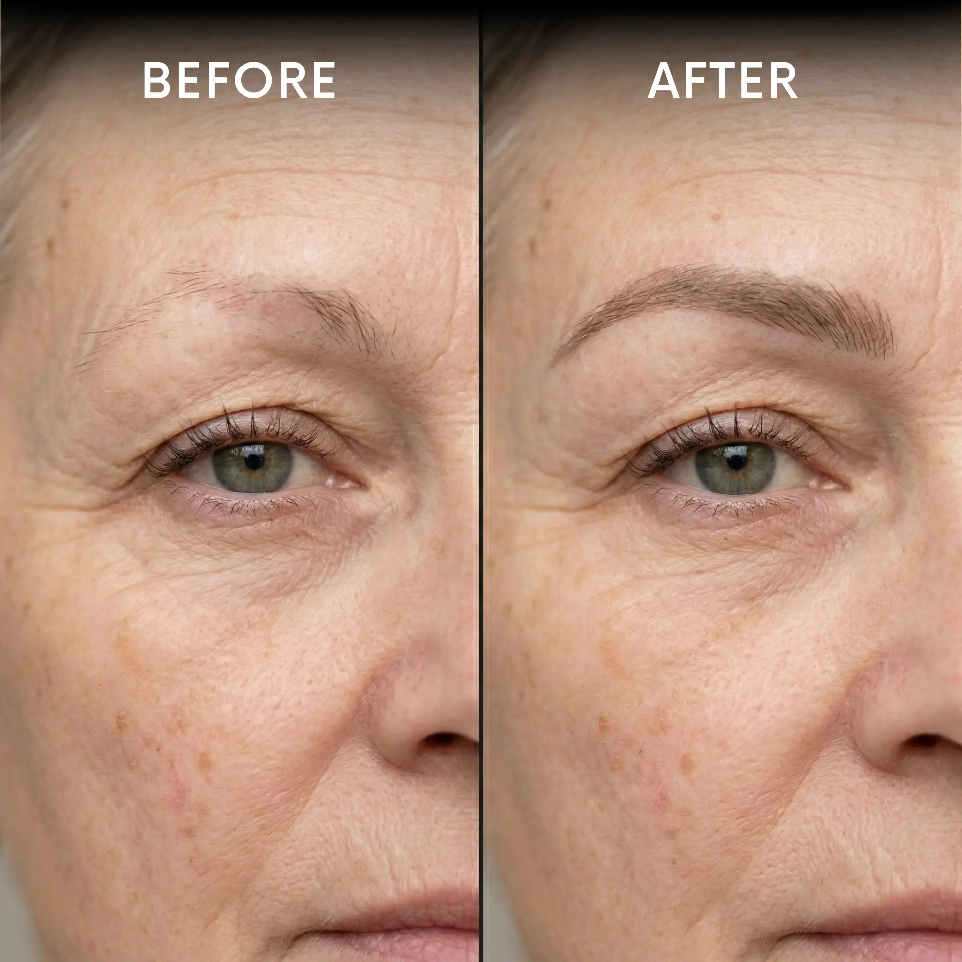 Before and after brow restoration result at Melody Brows