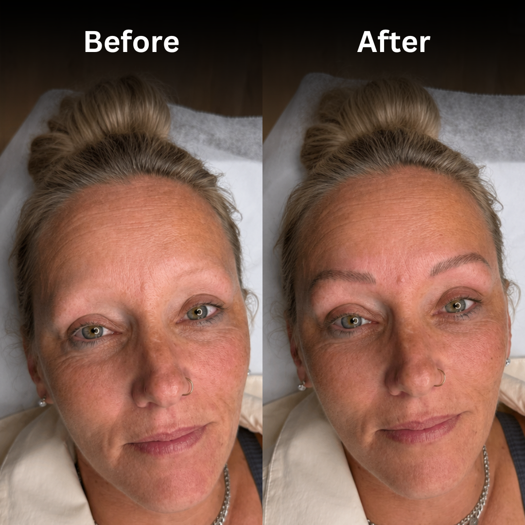 Before and after brow restoration result at Melody Brows